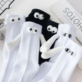Magnetic Socks with Hands Women Men Fashion Black White Funny Cute Cartoon Eyes Couple Mid-tube Socks for Gifts-belleandkai.com