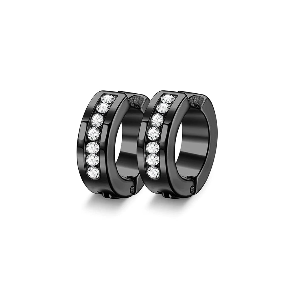 1 Pair/9 Pairs Non-Piercing Earrings Stainless Steel Clip On Hoop Earrings For Men Women Paved CZ Ear Clip Earrings Set-belleandkai.com