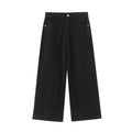 Summer New Product Casual Women's Fashion Solid Color Versatile Loose Simple High Waist Wide Leg Jeans-belleandkai.com