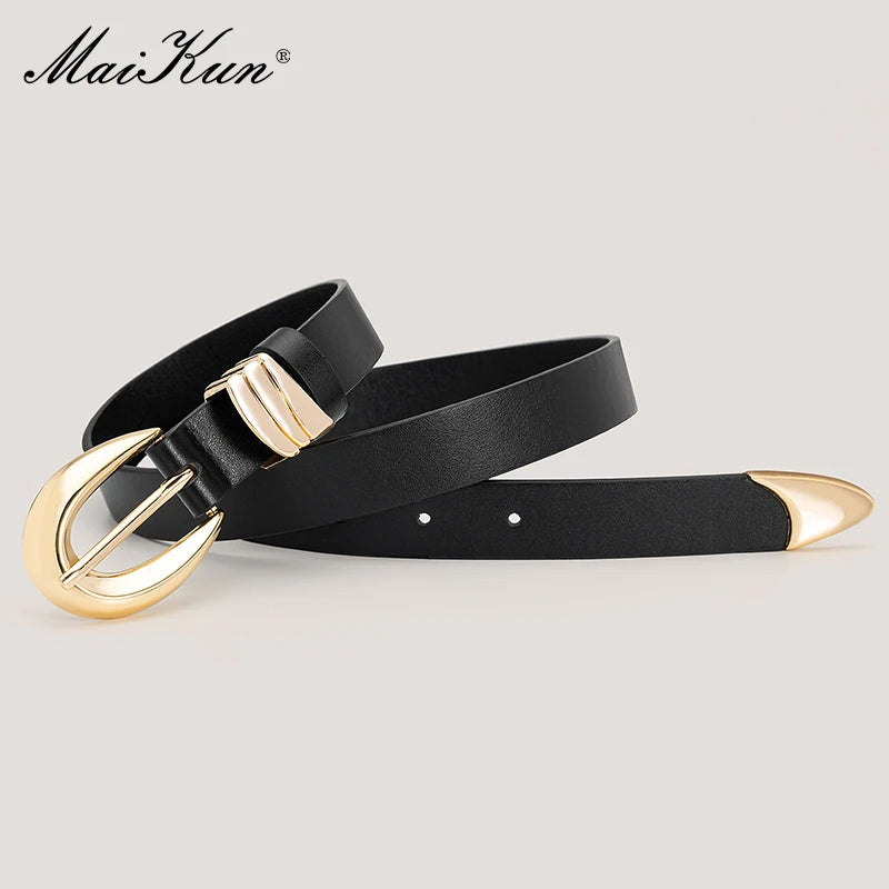 Maikun Fashion Personality Metal Ring Pin Buckle Belt Versatile Jeans Simple Decorative Belt-belleandkai.com