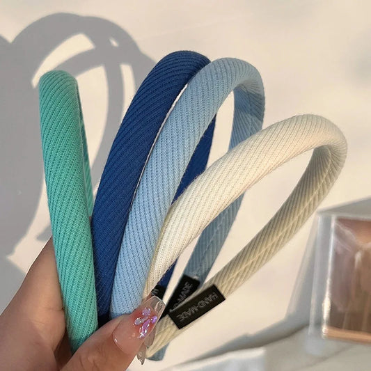 New Korean Simple Striped Solid Color Hair Band for Women's Sweet Versatile Face Washing Headband Girls Hair Accessories-belleandkai.com