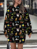 Women's hooded pullover sweatshirt fashion loose autumn and winter hoodie Disney chic retro print long-sleeved dress-belleandkai.com