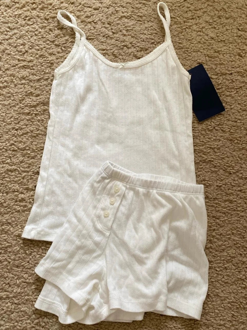 Strawberry Vest Shorts 2 Pieces Set Woman Eyelet Bow Slim Tank Top with Elastic Waist Patchwork Straight Short Pant Sweet Sets-belleandkai.com