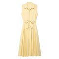 With Belt Midi Dress Elegant Sleeveless Long Summer New Solid Single Breasted Dresses for Women Elegant New Fashion Women Dress-belleandkai.com