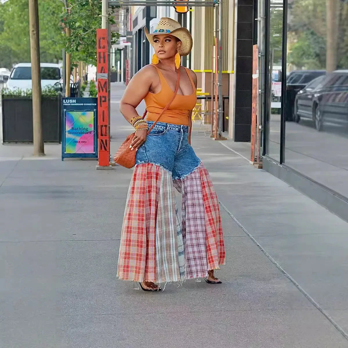 Casual Wide Leg Jeans GT9179 Women's Clothing Denim Patchwork Cross-Border Shipping Available from Mainland China Origin-belleandkai.com