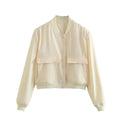 Willshela Women Fashion Solid Bomber Jackets Coat With Pockets V-Neck Single Breasted Long Sleeves Female Chic Lady Outfits-belleandkai.com