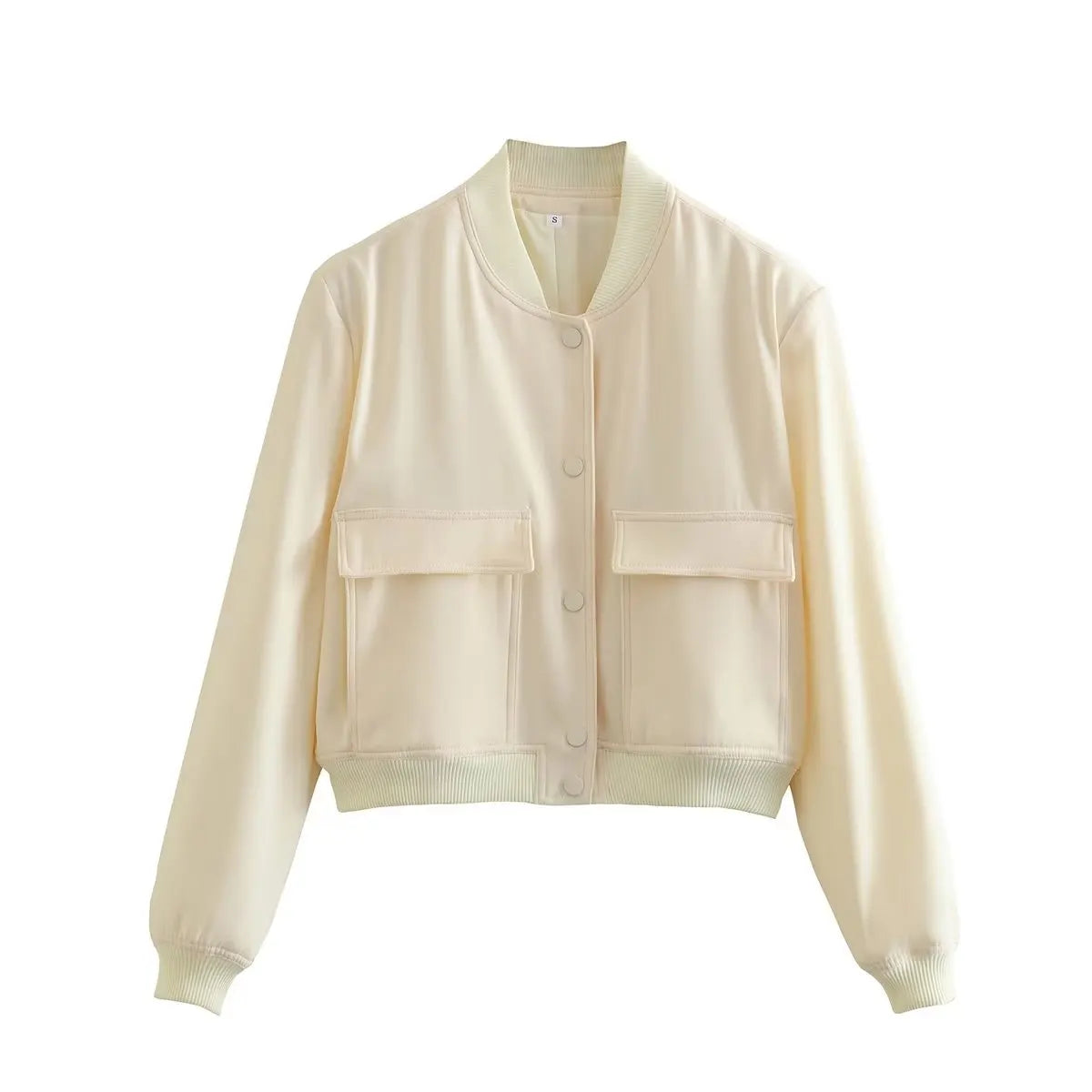 Willshela Women Fashion Solid Bomber Jackets Coat With Pockets V-Neck Single Breasted Long Sleeves Female Chic Lady Outfits-belleandkai.com
