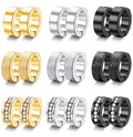 1 Pair/9 Pairs Non-Piercing Earrings Stainless Steel Clip On Hoop Earrings For Men Women Paved CZ Ear Clip Earrings Set-belleandkai.com