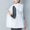 Thin Summer Women's Vest Jacket 2025 New Short Hooded Sleeveless Coat Female Solid color Casual Liner Waistcoat Jackets Tops-belleandkai.com