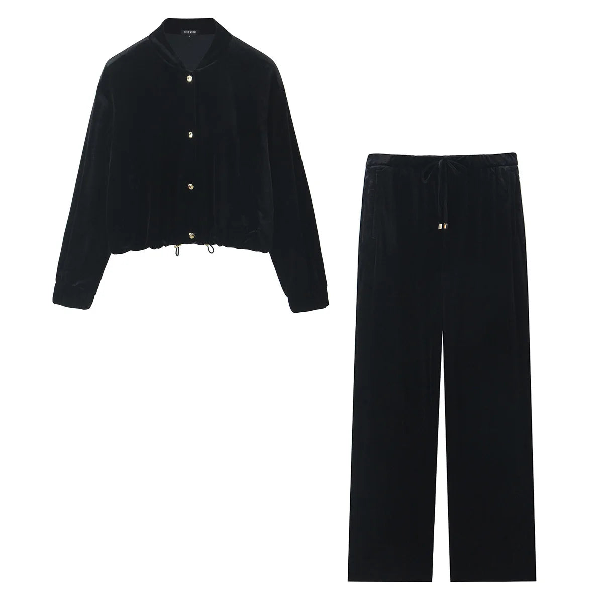 Women Fashion Velvet Trouser Set Streetwear Woman Wide Leg Long Pant +Long Sleeves Short Coat Top Women outfit-belleandkai.com