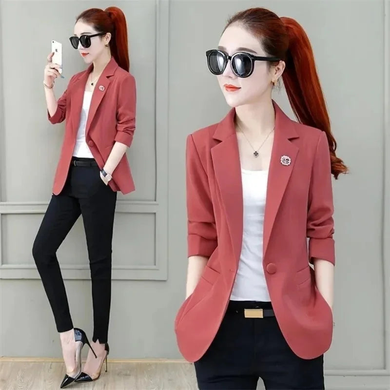Fashionable Short Women's Blazer Jacket Thin Stylish Spring 2024 New Arrival Polyester Fiber High End Formal Top Trendy-belleandkai.com