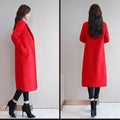 2024 Autumn Winter Women Vintage Coffee Blue Mid-Long Coat Jackets Female Concise Korean Style Loose Outside Thermal Woolen Coat-belleandkai.com