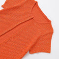TRAFSHE Women's Fashion Summer Orange Knitwear Short Sleeve O-Neck One Button Sweater Top Knit Sequins Cardigan Women 9598092-belleandkai.com