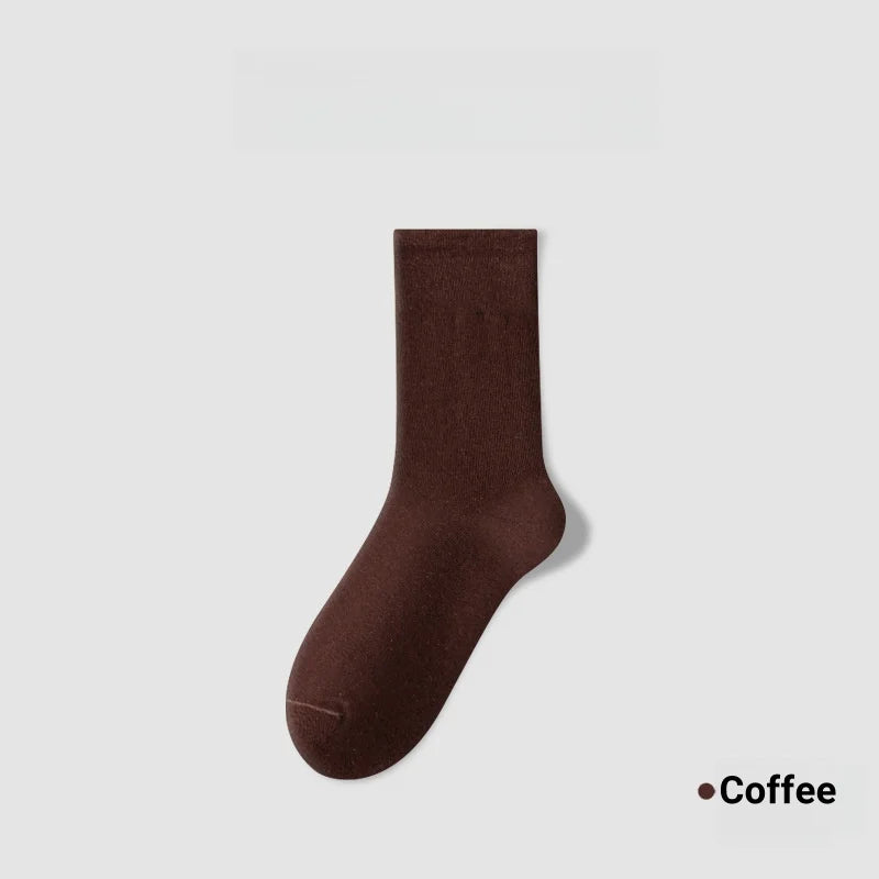 1/5 Pairs Cotton Socks Women Seamless Soft Crew Socks Medium Tube Long Loose Casual Solid Color Anti-Pilling Breathable-belleandkai.com