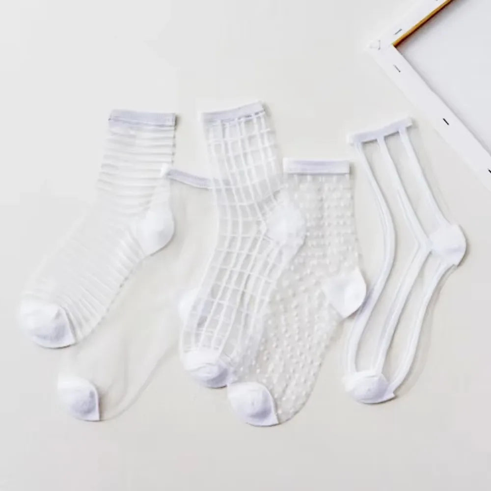 Women's Summer Socks Thin & Breathable Ankle Socks | Striped/Transparent/Plaid/Dots Pattern, Casual Socks for Women (10Pair)-belleandkai.com