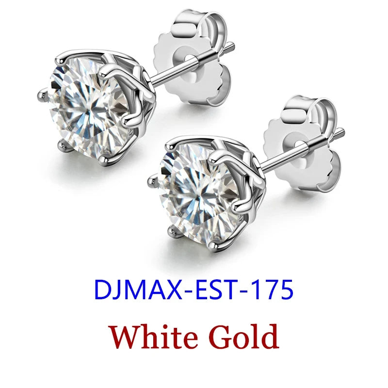 DJMAX 0.5-2ct Moissanite Diamond Stud Earrings for Women Original 925 Sterling Silver Lady's Moissanite Earring New 2025-belleandkai.com