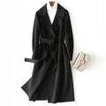 2025 Autumn 100% Wool Coats With Belt Fashion Open Stitch Elegant Woolen Cashmere Coat Veste Femme Tops-belleandkai.com
