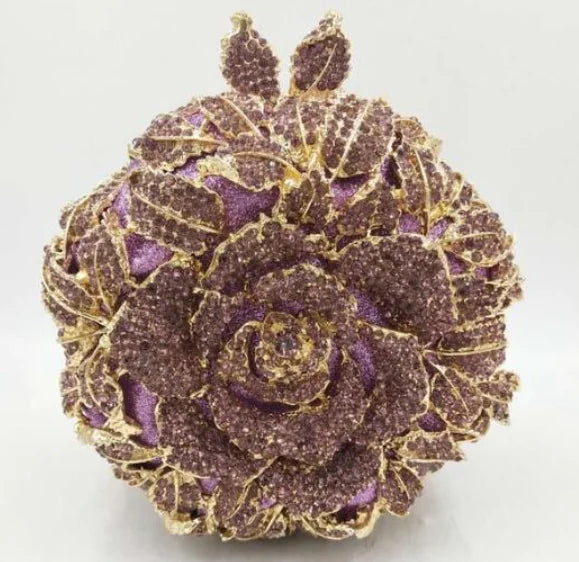 Women Gold/Silver Flower Mini Crystal Evening Bag Bridal Wedding Rhinestones Clutches Bags Handbags Party Minaudiere Clutch Bag-belleandkai.com