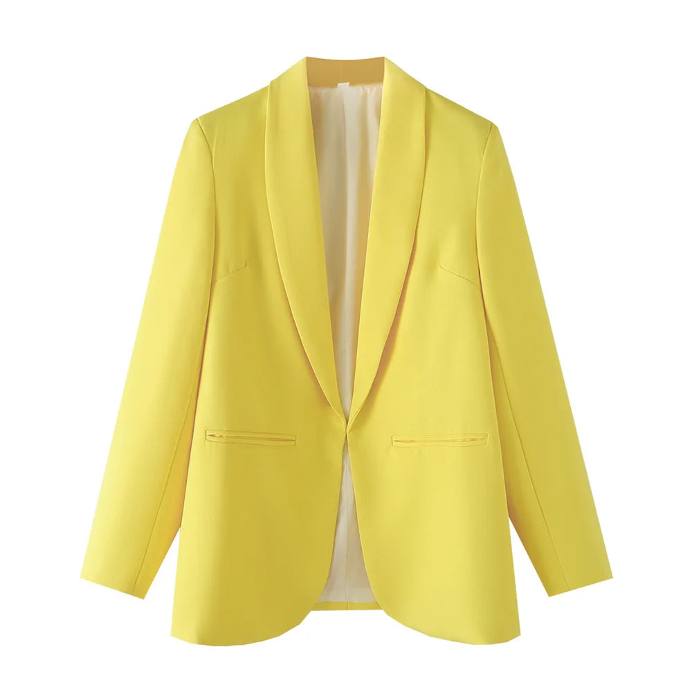 Zach Ailsa 2024 Autumn New Product Women's Wear Simple and Elegant Slim Fit Solid Color Pocket Decoration Suit Coat-belleandkai.com