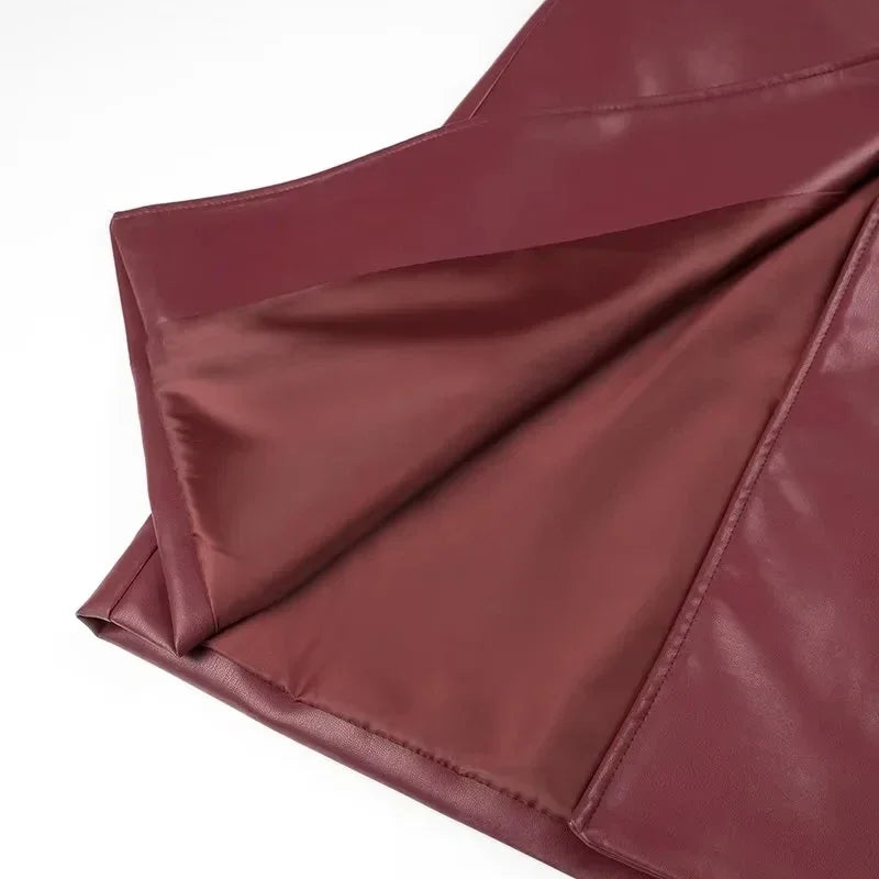 2025 Women New Fashion With Belt Long style Single Breasted Faux Leather Coat Vintage Long Sleeve Pockets Female Outerwear-belleandkai.com