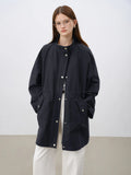 ZIQIAO Petite Size Versatile Casual Long Windbreaker for Women 2025 Spring New Barn Style Green Coat Trench 25ZQ91099-belleandkai.com