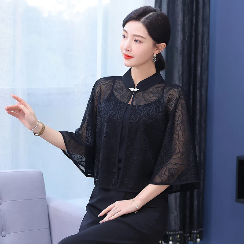 Cloak Summer Capes Ponchos Coats Fashion Clothes Women Clothing Tops Streetwear Party Vintage Casual Elegant Outerwear-belleandkai.com