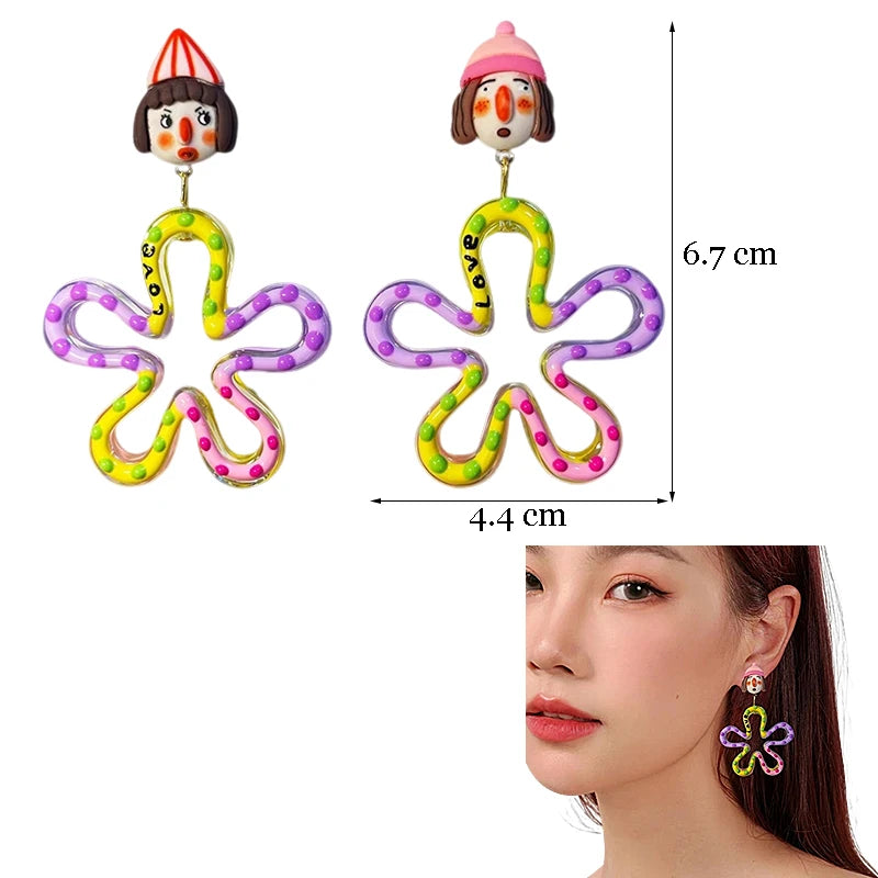 Top Sale Fashion Colourful Dangle Earrings for Women Accessories Stud Earring Y2K Pendientes New In Resin Earings-belleandkai.com