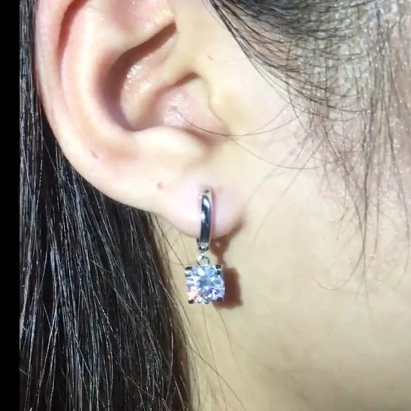 IOGOU D Moissanite 5mm Earrings 925 Sterling Silver Original Certified Moissanite Hoop Drop Dangle Earrings Huggie for Women-belleandkai.com