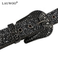 Skull Rhinestone Belts For Women Men Y2K Leather Strap Crystal Studded Western Cowgirl Cowboy Diamond Bling Bling Belt-belleandkai.com