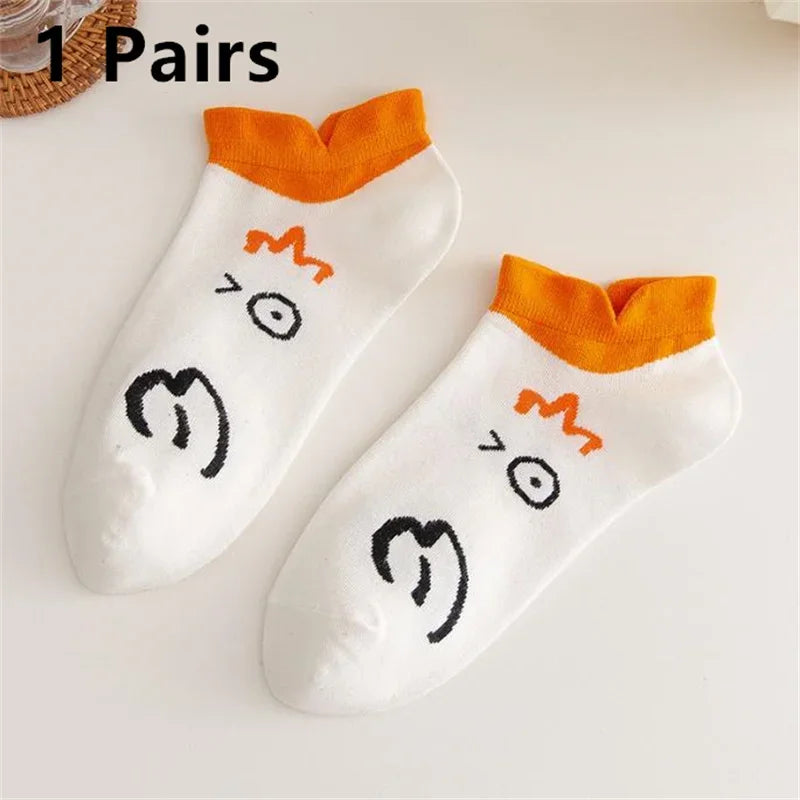 10 Pairs Cartoon Women Socks Fashionable And Versatile Cute Design Funny Goose Breathable Soft Comfortable Women Casual Socks-belleandkai.com