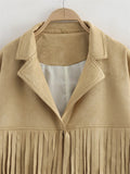 FANAN Streetwear Tassel Spliced Design Blazers For Women Single Breasted Fashion Jackets Female Coats 2025 Autumn New Clothing-belleandkai.com