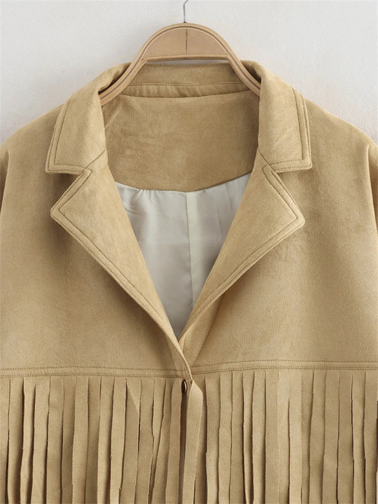 FANAN Streetwear Tassel Spliced Design Blazers For Women Single Breasted Fashion Jackets Female Coats 2025 Autumn New Clothing-belleandkai.com