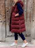 Women's Long Coat Vest With Hood Autumn Winter Sleeveless Warm Cotton Down Coat Waistcoat Quilted Vest Down Jacket Outwear 5XL-belleandkai.com