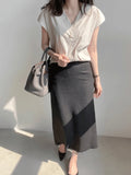 Shirts & Blouses For Women Half Sleeve Summer Loose Button Up Woman Top V Neck Simple Cheap Stylish Offer Aesthetic Hot Xl S Xxl-belleandkai.com