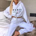 2025 Women Tracksuit Jogging Autumn Hooded Drawstring Short Sweatshirt Suit Daily Simplicity Casual Sportswear Printing Clothing-belleandkai.com