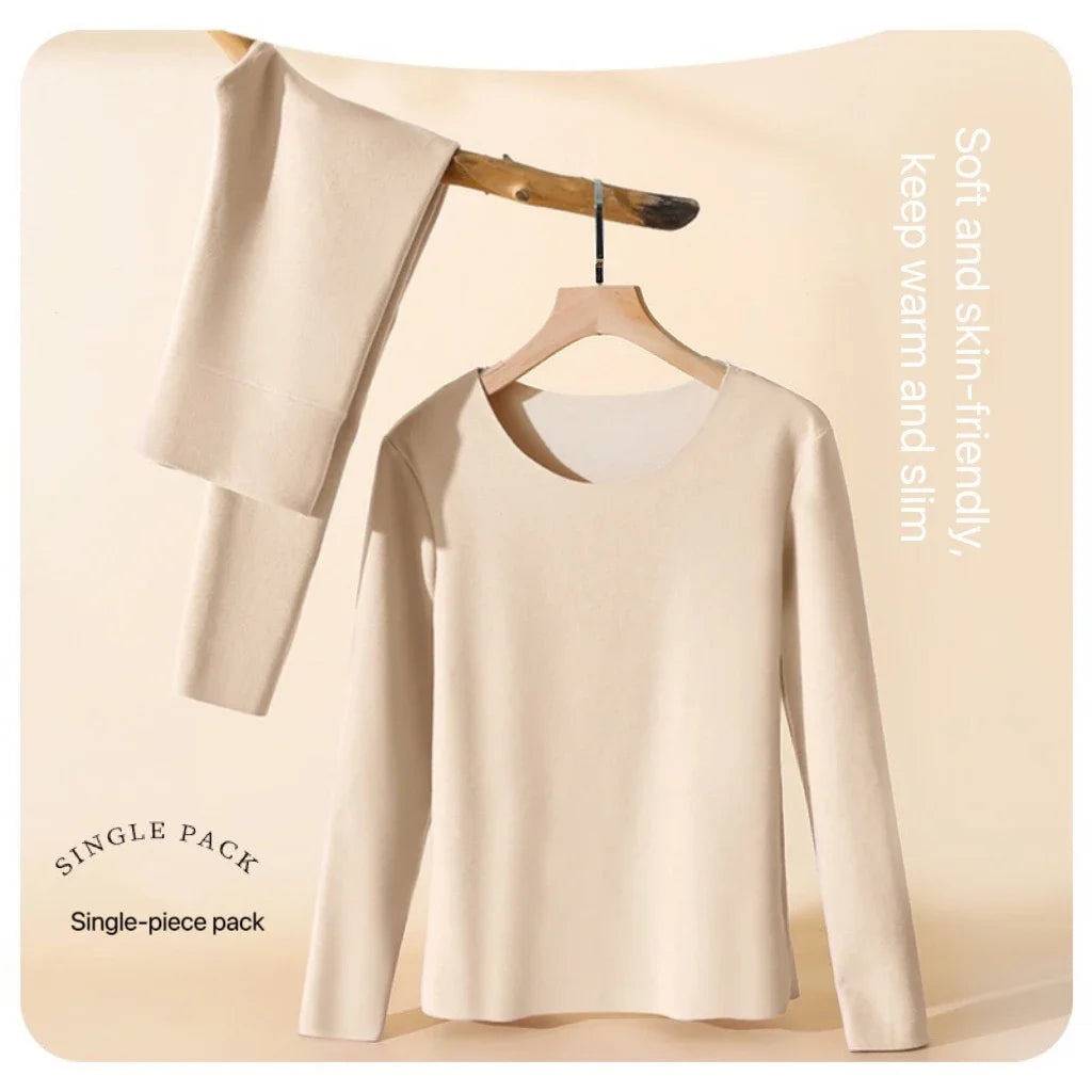 1Set Women's Thermal Underwear Set Seamless Thick Double Layer Warm Lingerie Winter Long Sleeve Bottoming Thermal Clothing Sets-belleandkai.com