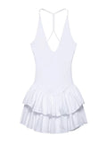TRAF Women's Deep V-neck Sleeveless Sling Mini Dress Temperament Sexy Splicing Neck Short Backless Dress Elegant Women's Fashion-belleandkai.com