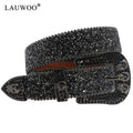 Skull Rhinestone Belts For Women Men Y2K Leather Strap Crystal Studded Western Cowgirl Cowboy Diamond Bling Bling Belt-belleandkai.com