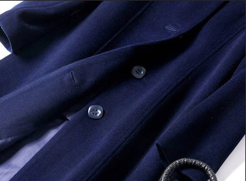 New Fashion British Solid Button Wool Coat Women Long Sleeve Jackets Woman Elegant Pocket Slim Outfit Mujer-belleandkai.com
