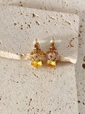 Lxalry Citrine Studs – Gold & Diamond Hypoallergenic Earrings, November Birthstone Gift for Success & Wisdom-belleandkai.com