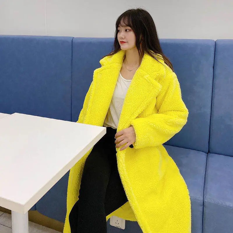Casual Loose Autumn Women Jacket Winter Teddy Coat Woman Faux Fur Coat Female Plush Thick Warm Fleece Long Jacket Oversized-belleandkai.com