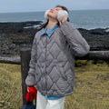 Autumn Winter Quilted Jacket Women Cotton Coat Warm Parkas Single-breasted Long Sleeve Design O-neck Outerwear Black Blue Yellow-belleandkai.com