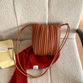 Brand Striped Leather Shoulder Bag Luxury Designer New Soft High-end Pleated Purse Drawstring Fashion Versatile Crossbody Bag-belleandkai.com