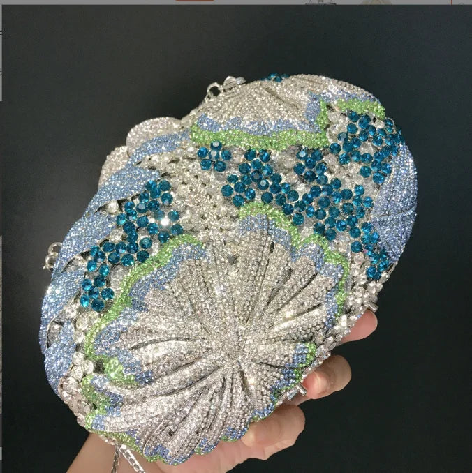 Blue/Yellow/White Multicolored Diamond Crystal Clutch Rhinestone Women Clutches High Quality Phone Wallet Best  Party Purse Bag-belleandkai.com