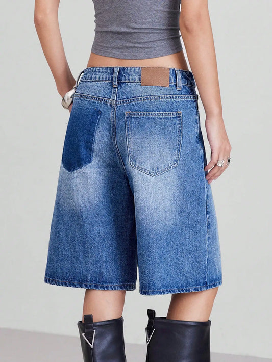American Retro Style Five-Piece Denim Shorts for Women - Summer Spring 2025 Collection - High-Waisted  Loose-Fitting  Slimming-belleandkai.com