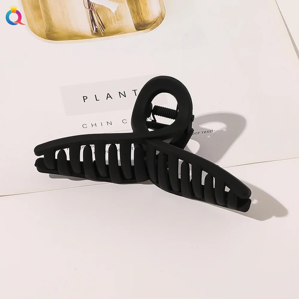 Simple Frosted Shark Hair Claws Candy Color No Slip Large Square Cross Shaped Jaw Clip For Women Girls Thin Thick Long Hair-belleandkai.com
