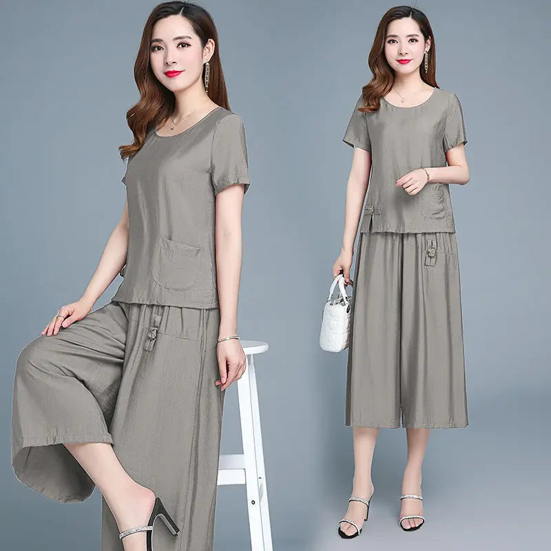 Large Size Pant Sets for Women 2 Pieces Clothes Promotion Casual Elegant Cheap New Chic Luxury Classy Wide Leg Trousers Woman-belleandkai.com