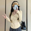 Women's Summer Zipper Sun Protection Clothing Slim Fit Yoga Jacket Hooded Light Weight Cross-Border UV Protection Open Cardigan-belleandkai.com