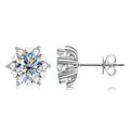 S925 silver moissanite snowflake earrings for women, fashionable and classic 6-claw design as a Valentine's Day gift for friends-belleandkai.com