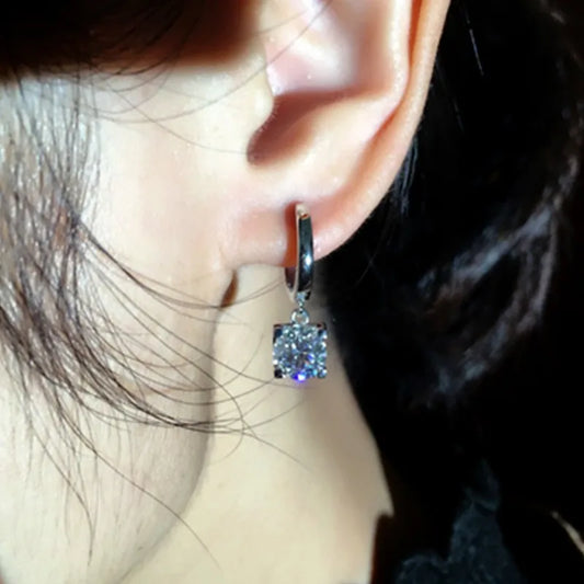 IOGOU D Moissanite 5mm Earrings 925 Sterling Silver Original Certified Moissanite Hoop Drop Dangle Earrings Huggie for Women-belleandkai.com